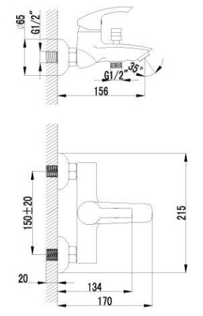 Смеситель для ванны Lemark Plus Strike (LM1102C)