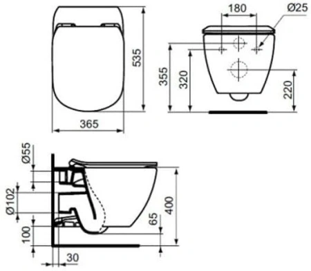 Комплект унитаз + инсталляция Ideal Standard Tesi R030501