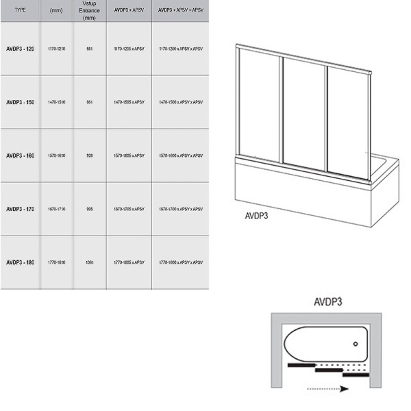 Шторка для ванны Ravak Supernova AVDP3 -180 40VY0U02Z1