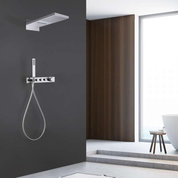 Душевой комплект ABBER Rund AF8752 скрытого монтажа без излива, термостат, хром