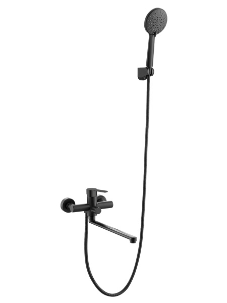 Смеситель для ванны однорычажный универсальный с душевым набором Agger Easy A3121144 черный матовый