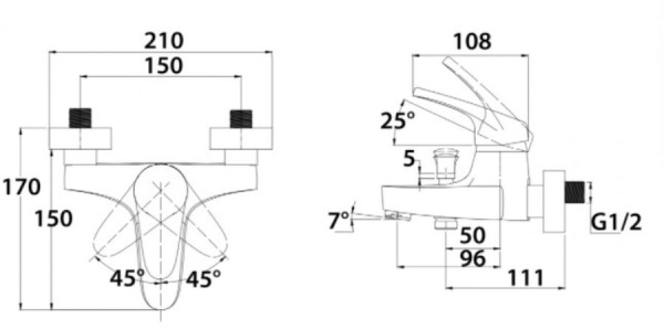 Смеситель для ванны с душем KAISER County (55022)
