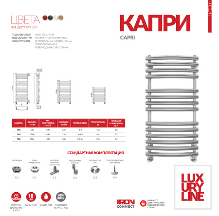 Полотенцесушитель водяной Terminus КАПРИ (500х1000) П14 4670078530646