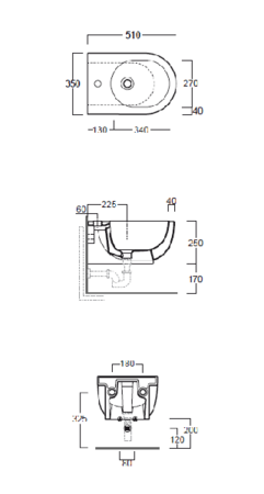 Биде подвесное Simas E-LINE EL19bi*1