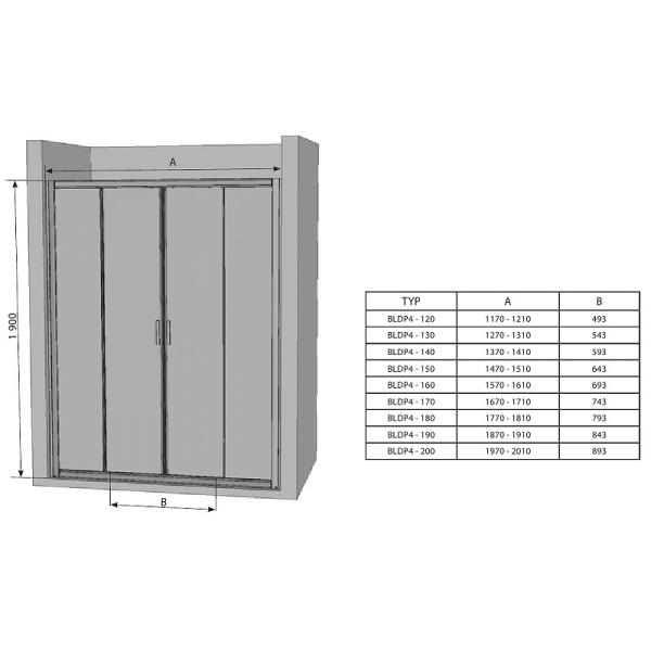 Душевая дверь Ravak Blix BLDP4 130 0YVJ0U00Z1