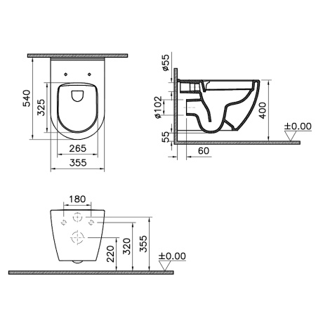 Подвесной унитаз безободковый Vitra Mia Round SmoothFlush 7510B003-0075 без сиденья