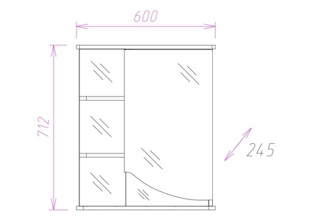 Зеркало-шкаф c подсветкой Onika Виола 60 (60x71,2) 206004