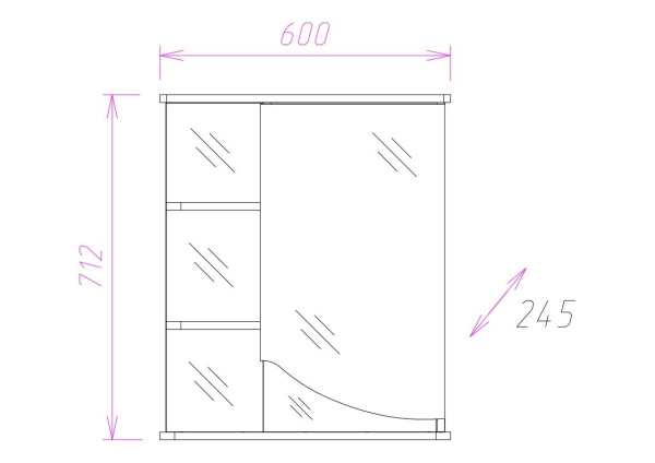 Зеркало-шкаф c подсветкой Onika Виола 60 (60x71,2) 206004