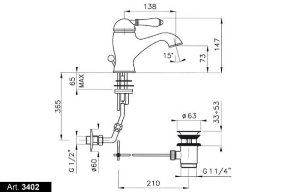 Смеситель Nicolazzi Liberty Black 3402CR40