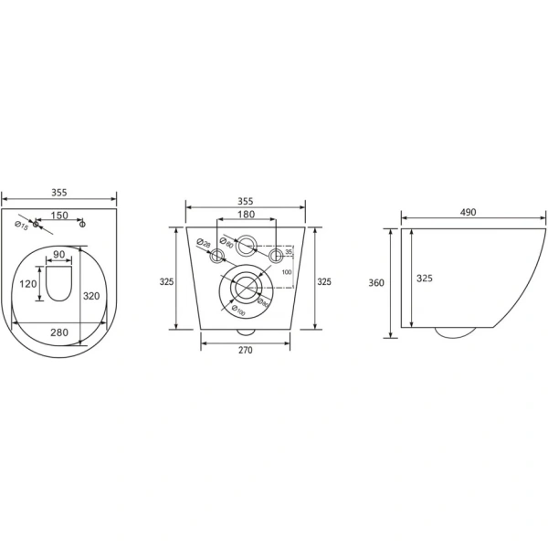 Унитаз ABBER Bequem AC1100TMW подвесной белый матовый, безободковый, смыв торнадо