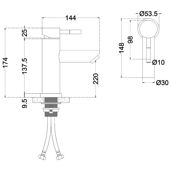 Смеситель для раковины Melana Tondo 610101PVD-B черный Смеситель для раковины Melana Tondo 610101PVD-B черный