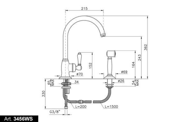 Смеситель Nicolazzi Cucina 3456WSBZ75C Смеситель Nicolazzi Cucina 3456WSBZ75C