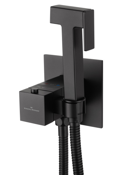 Смеситель с гигиеническим душем и термостатом встраиваемый WONZON & WOGHAND, черный матовый WW-88829910-MB