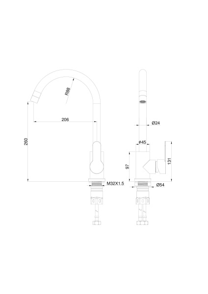 Смеситель для кухни WONZON & WOGHAND, брашированный никель WW-AE4554-BS Смеситель для кухни WONZON & WOGHAND, брашированный никель WW-AE4554-BS
