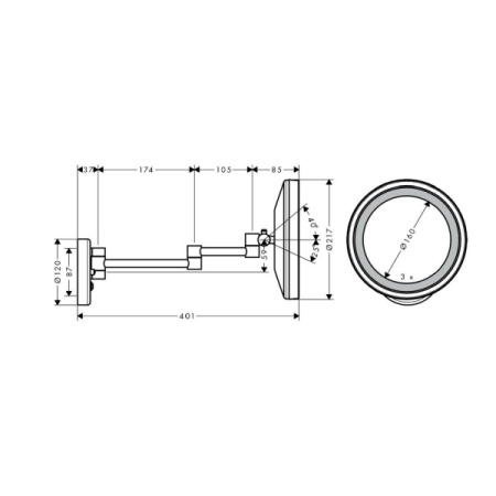 Зеркало косметическое HANSGROHE LOGIS UNIVERSAL 73560000