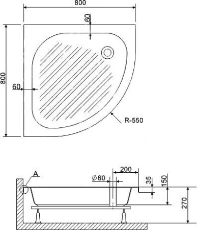 Душевой поддон 80х80х27 RGW BP/CL-S 16180388-51