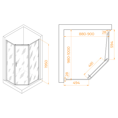 Душевой уголок (100х90) RGW Passage PA-86 38088690-11 прозрачное