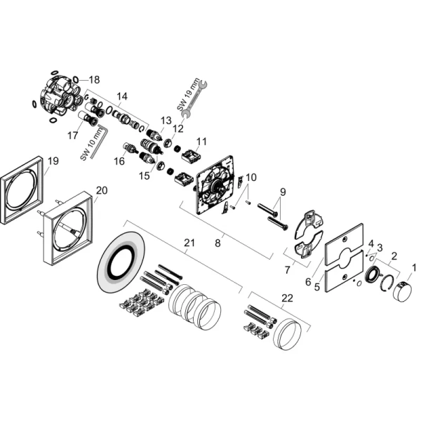 Термостат для душа на 2 потребителя Hansgrohe ShowerSelect Comfort E 15578700 белый матовый