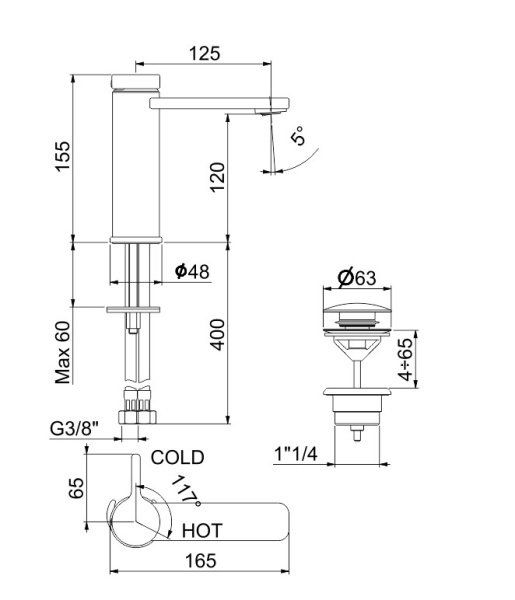 Смеситель для раковины Webert Coral CO830102015, хром Смеситель для раковины Webert Coral CO830102015, хром
