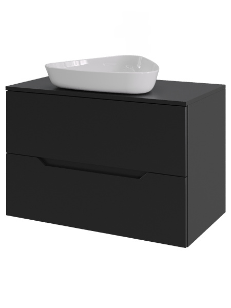 Тумба с раковиной подвесная 70 см, Orange Line Li-70TubMDF+B07-500W черный/белый