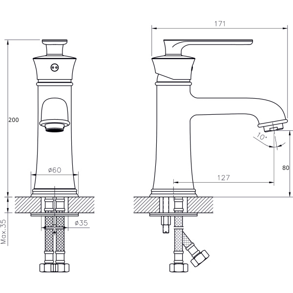 Смеситель для раковины RUSH Flores FLB0835-17