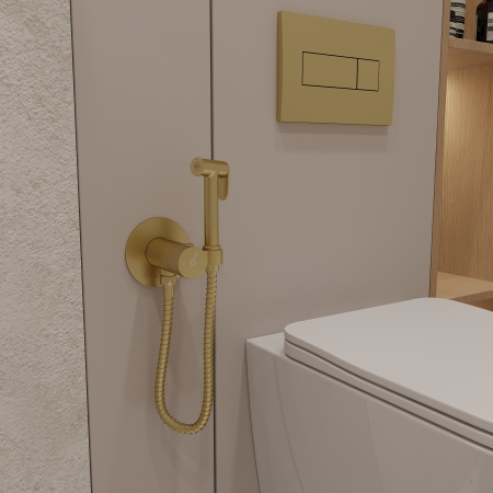 Гигиенический душ с термостатическим смесителем Oliveeka OL-829909-BG, золотой матовый