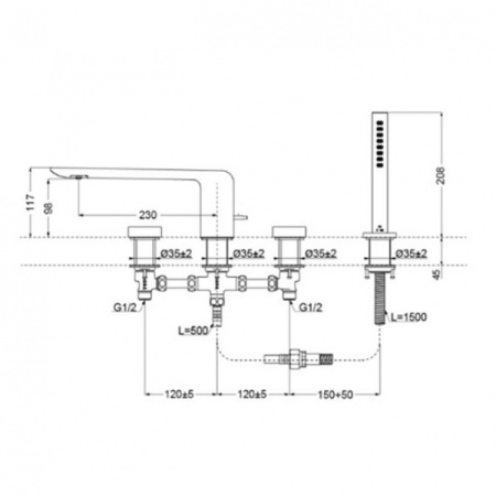 Смеситель на борт ванны TOTO NEOREST TBP02202R