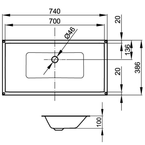 Раковина встраиваемая снизу (74х38,6) Bette Loft A231-035 черный матовый