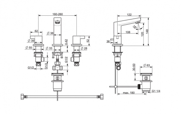 Смеситель для умывальника Oras Twista 3841