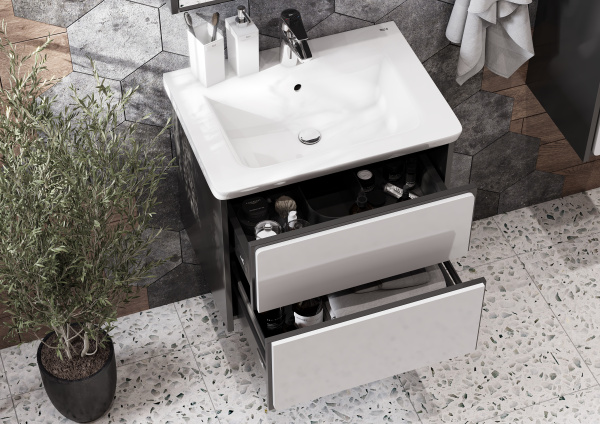 Тумба под раковину Roca Ronda 60 белый глянец/антрацит ZRU9302963