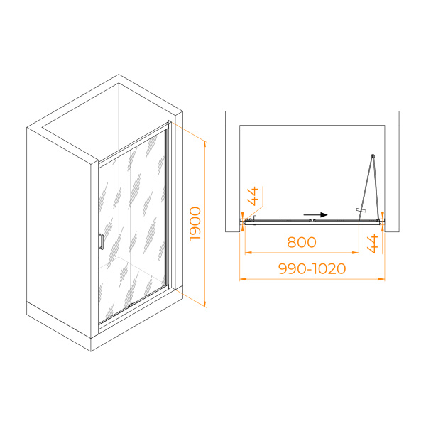 Душевая дверь 100 см RGW Passage PA-21B 06082110-14 прозрачное