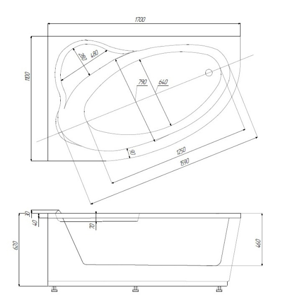 Акриловая ванна Aquatek Фиджи (170х110) FID170-0000003 левая