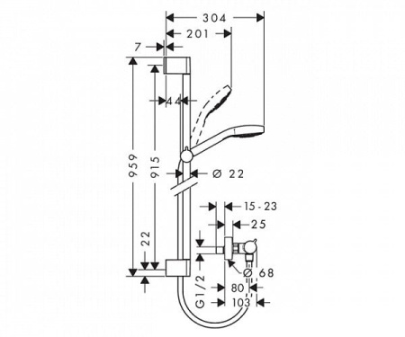Душевой гарнитур Hansgrohe Croma Select S 27014400 белый/хром