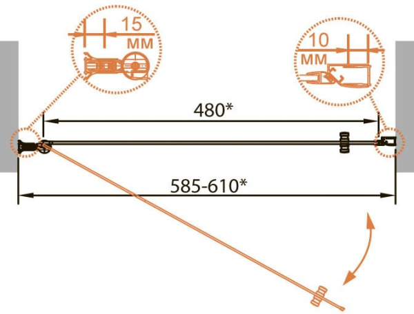 Дверь в нишу Cezares ROYAL PALACE-A-B-1-90-CP-Br