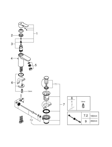 Раковина подвесная в комплекте со смесителем Grohe Bau Ceramic + Start Edge 39471 000 (39471000)