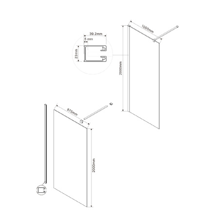 Душевая перегородка Vincea Walk-In VSW-1H100CLB (100х200) черный матовый, стекло прозрачное