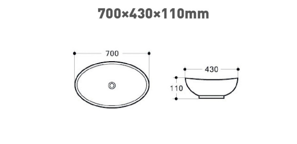 Раковина керамическая накладная овальная (70x43) Art&Max AM2370