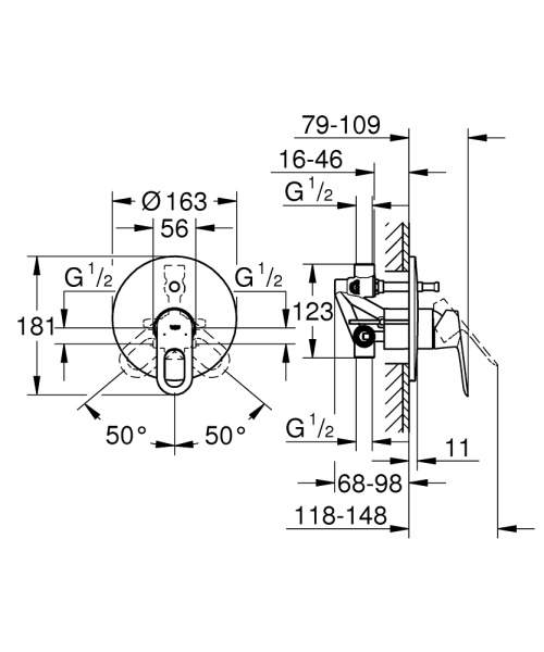 Смеситель для ванны Grohe BauLoop 29081 000 (29081000) хром