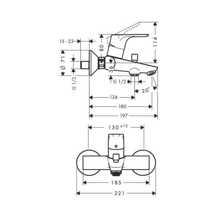 Смеситель для ванны Hansgrohe Focus E2 31940000 хром