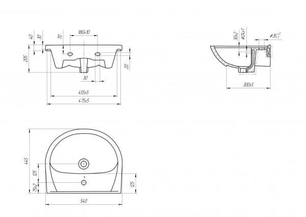 Раковина встраиваемая Onika Erica 55 UM-ERI55/1