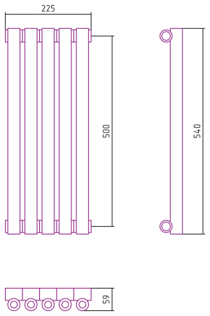 Полотенцесушитель Водяной Сунержа Эстет-0 (50х22) 5 секций Матовое Золото 032-0331-5005