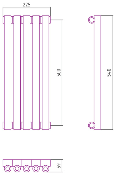 Полотенцесушитель Водяной Сунержа Эстет-0 (50х22) 5 секций Матовый Черный 31-0331-5005