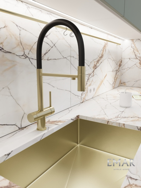 Смеситель для кухни EMAR ЕС - 7024 Matt Gold