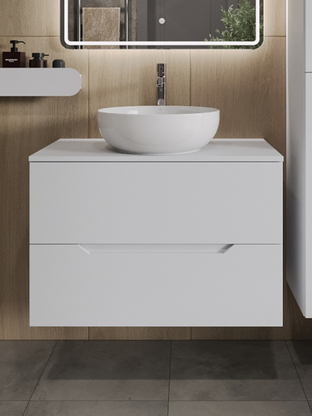 Тумба с раковиной подвесная 80 см, Orange Line Li-80TuwMDF+B07-420W белый