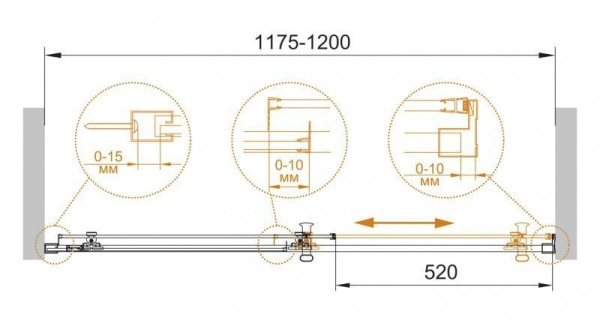 Душевая дверь в нишу CezaresLUCIDO-BF-1-120-C-Cr