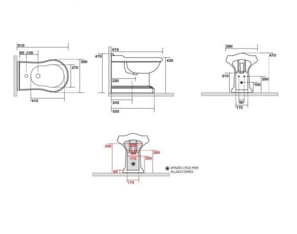 Напольное биде Kerasan Retro 102201*3