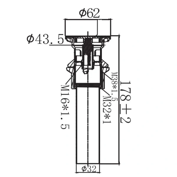 Донный клапан для раковины Arrow AG5821CP, с переливом, цвет хром