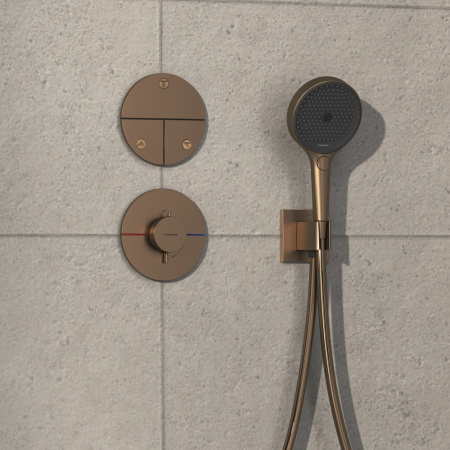 Переключатель потоков на 3 положения Hansgrohe ShowerSelect Comfort S 15558140 шлифованная бронза