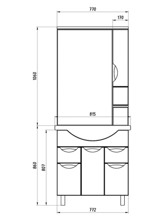 Зеркальный шкаф (77х106)   ASB-Mebel Мессина 80 9615
