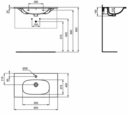 Раковина подвесная Ideal Standard Tesi (80х45) T350901 